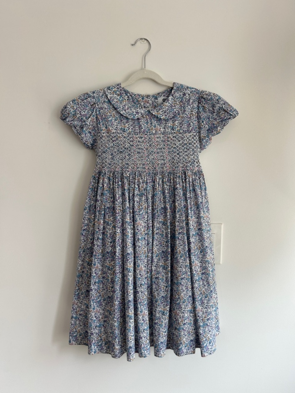 Girls' Liberty fabric Floral Smocked Dress with Peter Pan Collar
